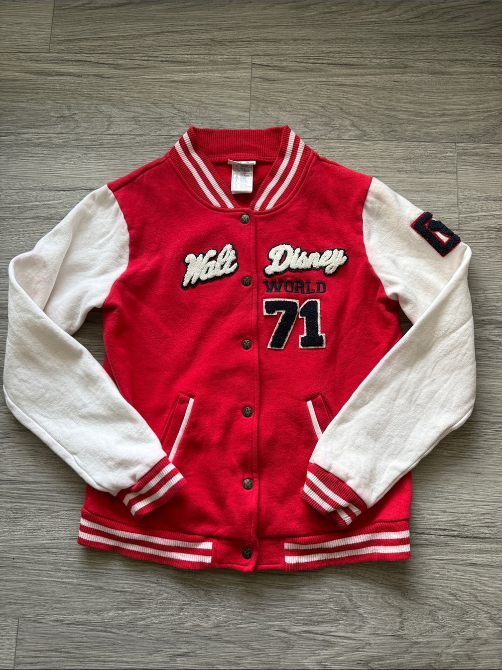 Walt Disney World 71 Red & White Varsity Jacket Size L